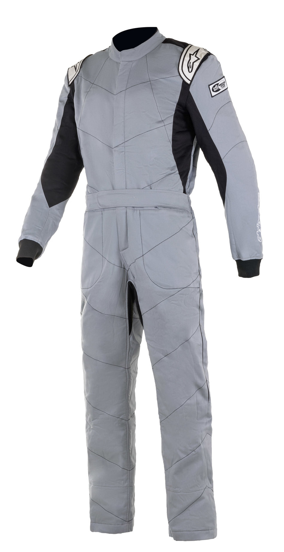 Driving Suit - Knoxville V2 - 1-Piece - SFI 3.2A/5 - Boot-Cut - Triple Layer - Fire Retardant Fabric - Gray / Black - Size 52 - Medium - Each