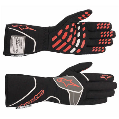Driving Gloves - Tech-1 Race V3 - SFI 3.3/5 - FIA Approved - 2 Layer - Aramid / Silicone - Elastic Cuff - Black / Red - Medium - Pair