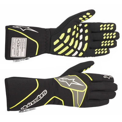 Driving Gloves - Tech-1 Race V3 - SFI 3.3/5 - FIA Approved - 2 Layer - Aramid / Silicone - Elastic Cuff - Black / Yellow - Large - Pair