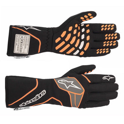 Driving Gloves - Tech-1 Race V3 - SFI 3.3/5 - FIA Approved - 2 Layer - Aramid / Silicone - Elastic Cuff - Black / Fluorescent Orange - Medium - Pair