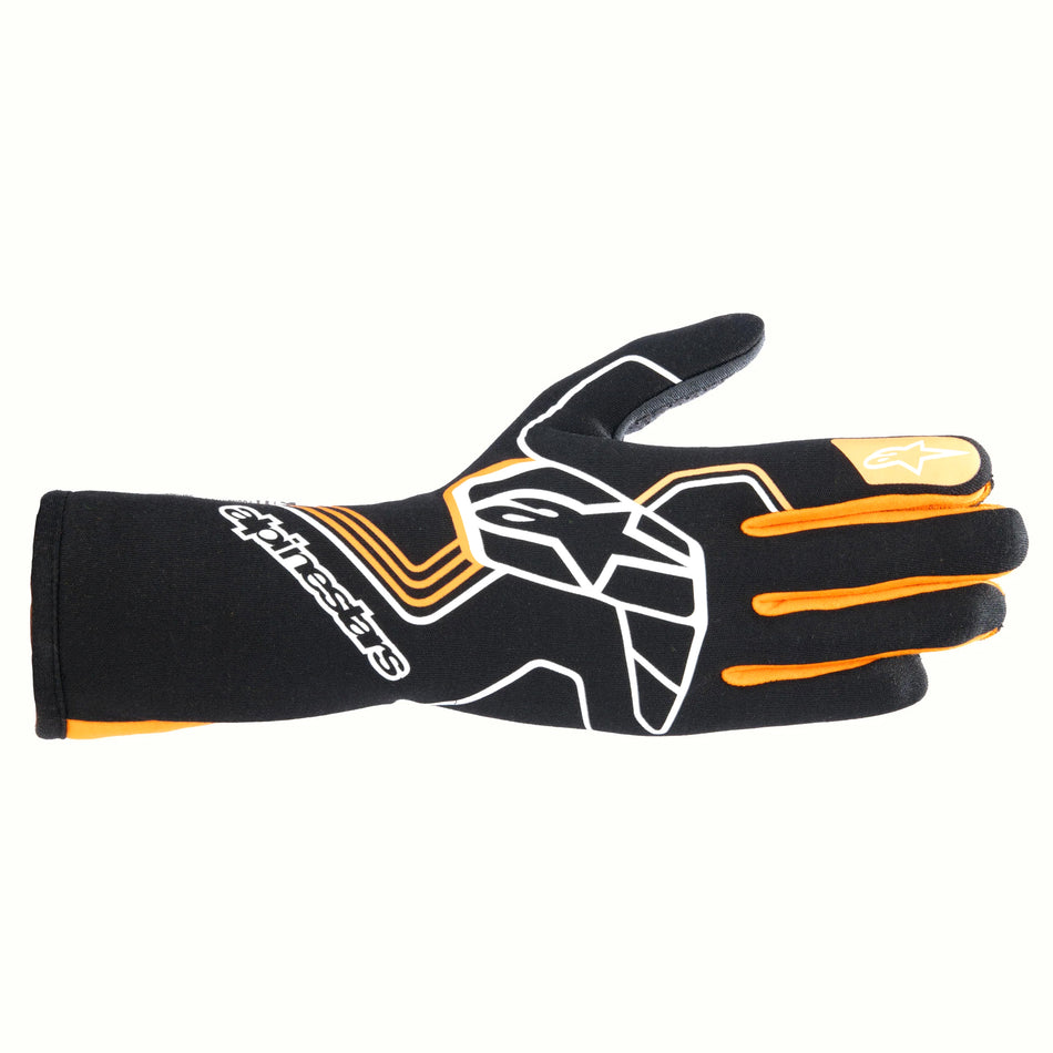 Driving Gloves - Tech-1 Race V4 - FIA Approved - 2 Layer - Aramid / Silicone - Elastic Cuff - Black / Fluorescent Orange - Large - Pair