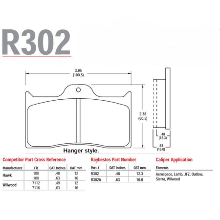Wilwood 7112 - Raybestos R302.12 (Rear Set) - Road Race 1