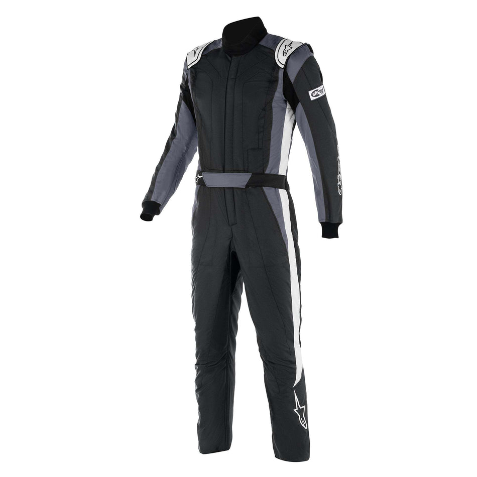 Driving Suit - GP Pro Comp V2 - 1-Piece - SFI 3.4A/5 - Boot-Cut - Dual Layer - Fire Retardant Fabric - Black / White - Size 52 - Medium - Each