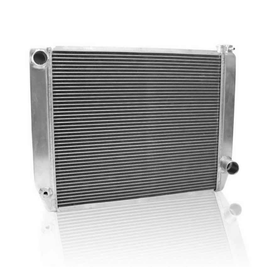Radiator - Universal Fit - 26 in W x 19 in H x 3 in D - Driver Side Inlet - Passenger Side Outlet - Aluminum - Natural - Each