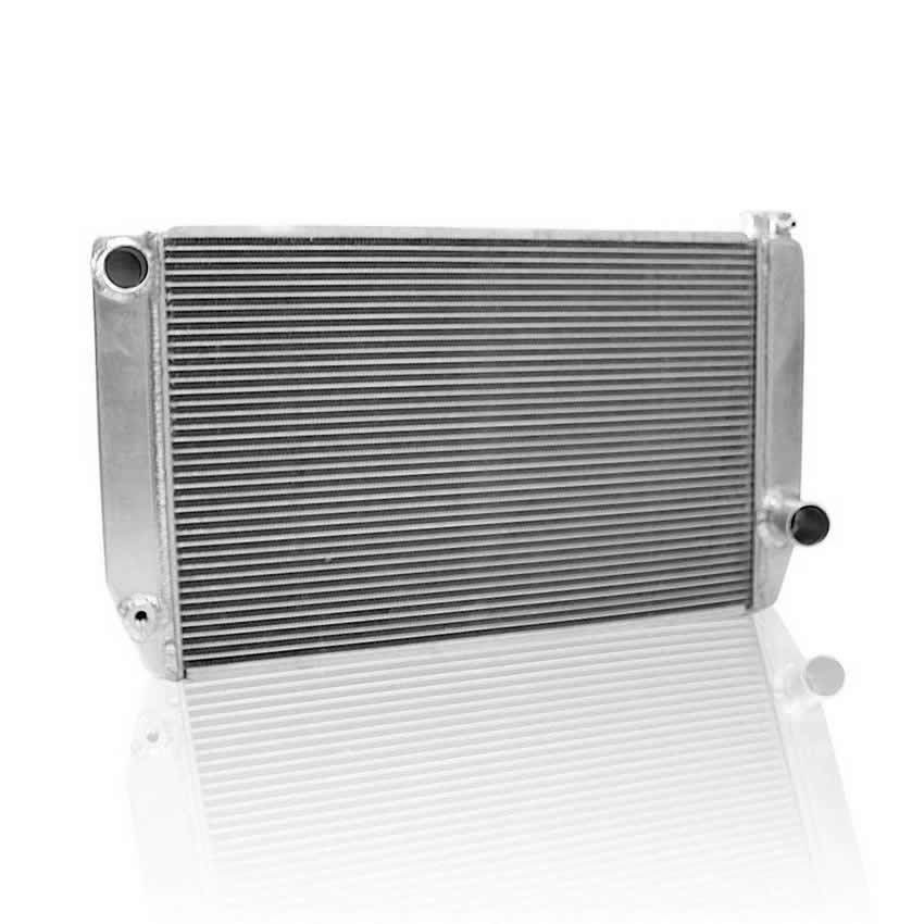 Radiator - Universal Fit - 27.5 in W x 15.5 in H x 3 in D - Driver Side Inlet - Passenger Side Outlet - Aluminum - Natural - Each