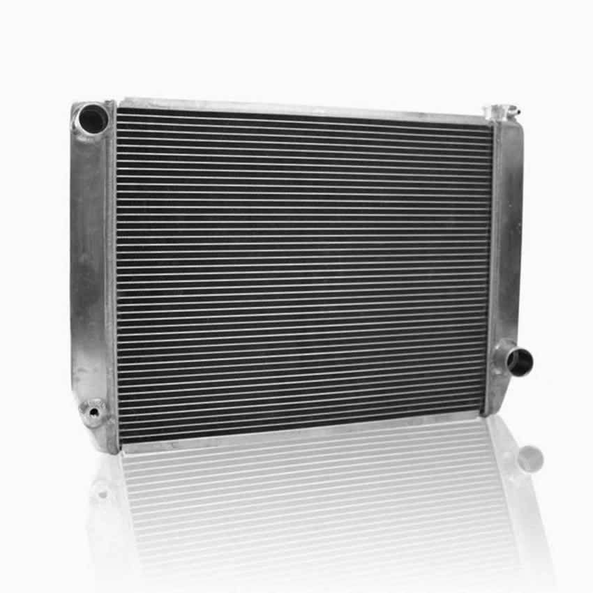 Radiator - Universal Fit - 27.5 in W x 19 in H x 3 in D - Driver Side Inlet - Passenger Side Outlet - Aluminum - Natural - Each