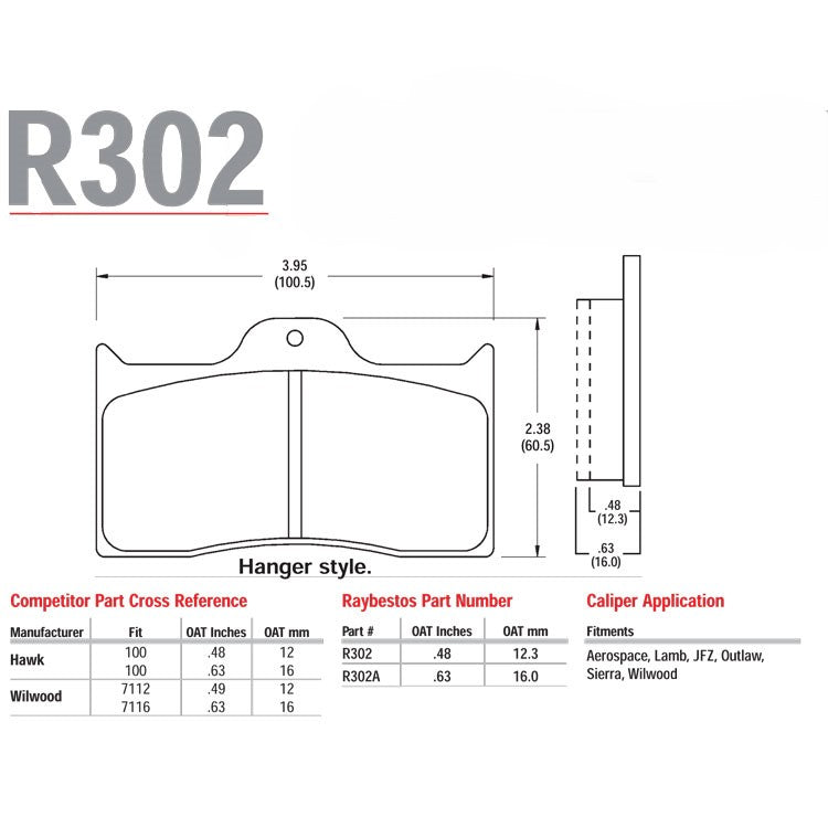 Wilwood 7112 - Raybestos R302.12 (Rear Set) - Road Race 1