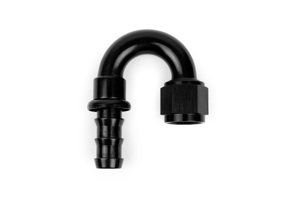 RaceFlux 180-Degree Push-Lock Hose End Fitting, 3/8" Barb to -6AN Female