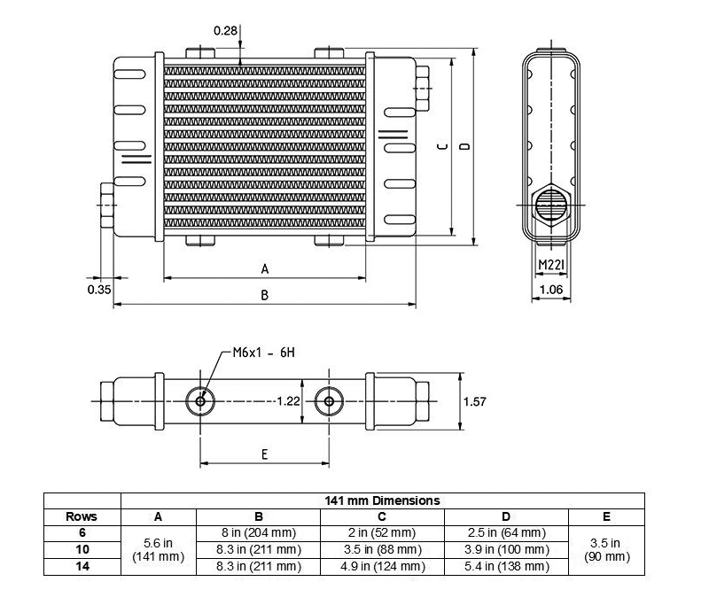 Setrab 6-Row, SLM 141mm Oil Cooler Additional Image 1