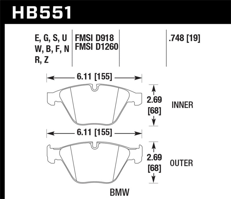 HAWK ER-1 Brake Pad Sets